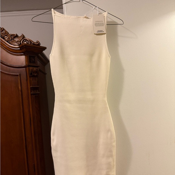 Monday Swimwear Ivory Ribbed Knit Midi Dress - Picture 4 of 4